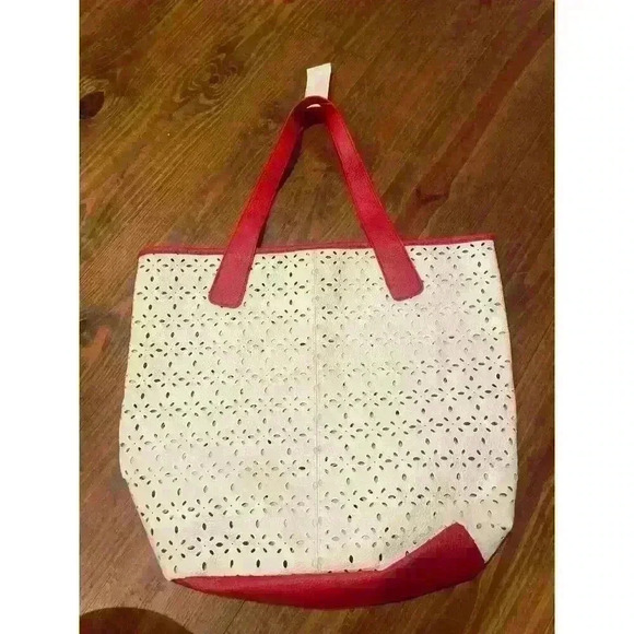 NWT Saks Fifth Avenue Faux Leather Perforated Tote Bundle (2) - Picture 7 of 12